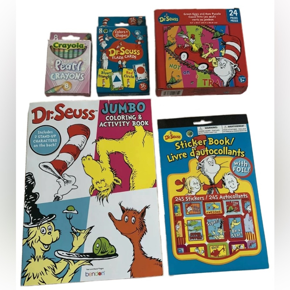 Dr. Seuss Kids Coloring Book Activity Stickers Puzzle Flash Cards Crayons